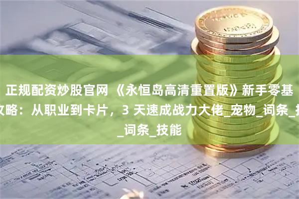 正规配资炒股官网 《永恒岛高清重置版》新手零基础攻略：从职业到卡片，3 天速成战力大佬_宠物_词条_技能